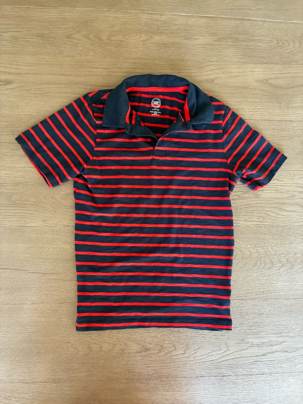 Red & Navy Striped Polo